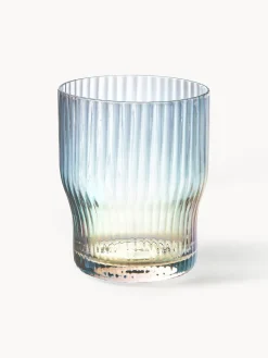 Vasos de agua soplados con relieve y brillo nacarino Juno, 4 uds.