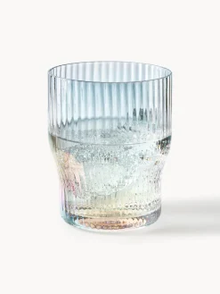 Vasos de agua soplados con relieve y brillo nacarino Juno, 4 uds.