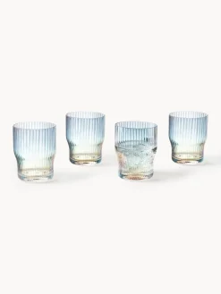 Vasos de agua soplados con relieve y brillo nacarino Juno, 4 uds.