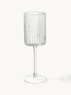 Vasos de agua soplados con borde dorado Aleo, 4 uds.