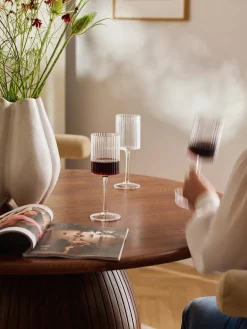 Vasos de agua soplados con borde dorado Aleo, 4 uds.