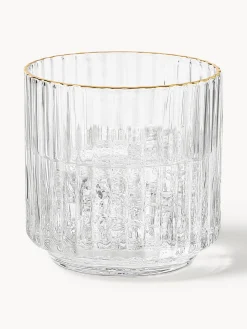Vasos de agua soplados con borde dorado Aleo, 4 uds.