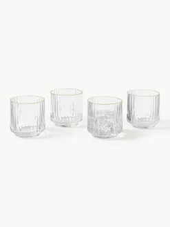 Vasos de agua soplados con borde dorado Aleo, 4 uds.