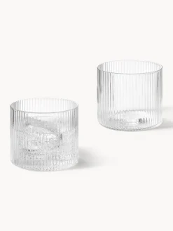 Vasos de agua soplados con relieves Ripple, 4 uds.