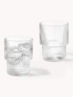 Vasos de agua soplados con textura acanalada Ripple, 4 uds.