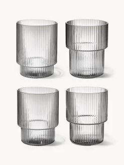 Vasos de agua soplados con relieves Ripple, 4 uds.