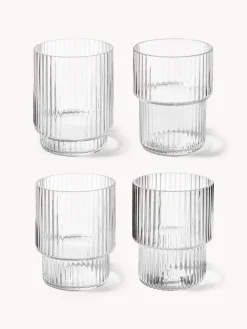 Vasos de agua soplados con relieves Ripple, 4 uds.