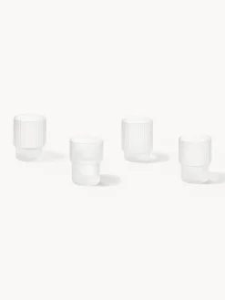 Vasos de agua soplados con relieves Ripple, 4 uds.