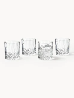 Vasos old fashioned con relieve de cristal George, 4 uds.