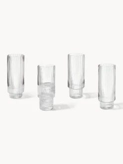Vasos soplados con relieves Ripple, 4 uds.