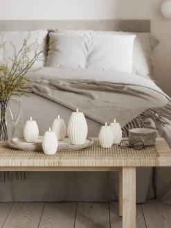 Vela LED artesanal Round Stripe, 15 cm