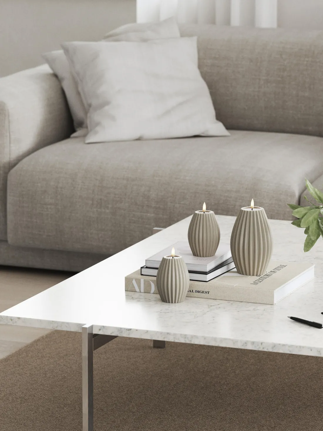 Vela LED artesanal Round Stripe, 10 cm