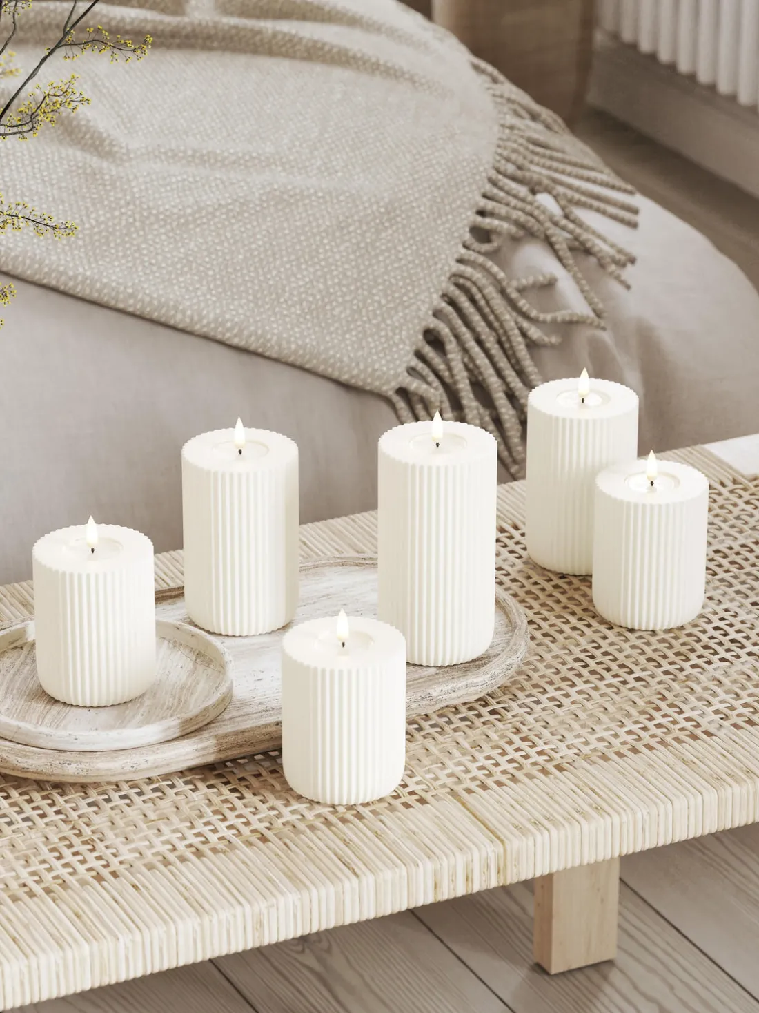 Vela LED artesanal Solid Stripe, 10 cm