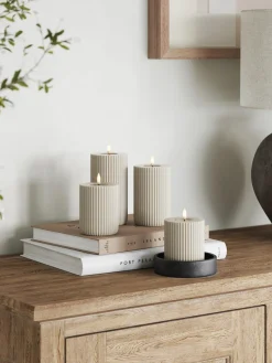 Vela LED artesanal Solid Stripe, 15 cm