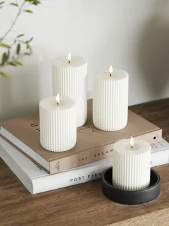 Vela LED artesanal Solid Stripe, 15 cm