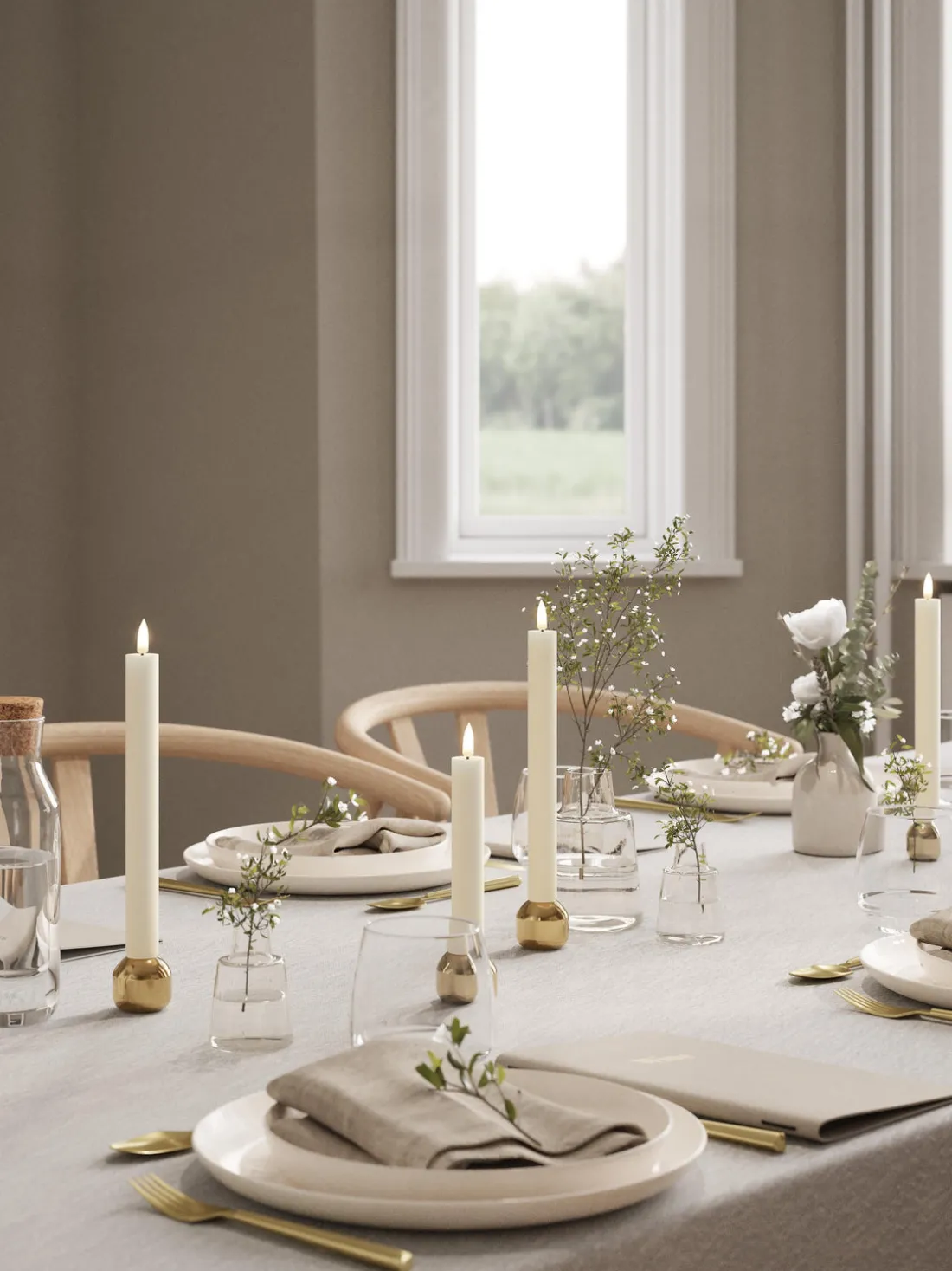 Velas cónicas LED artesanales Real Flame, 15 cm, 2 uds.