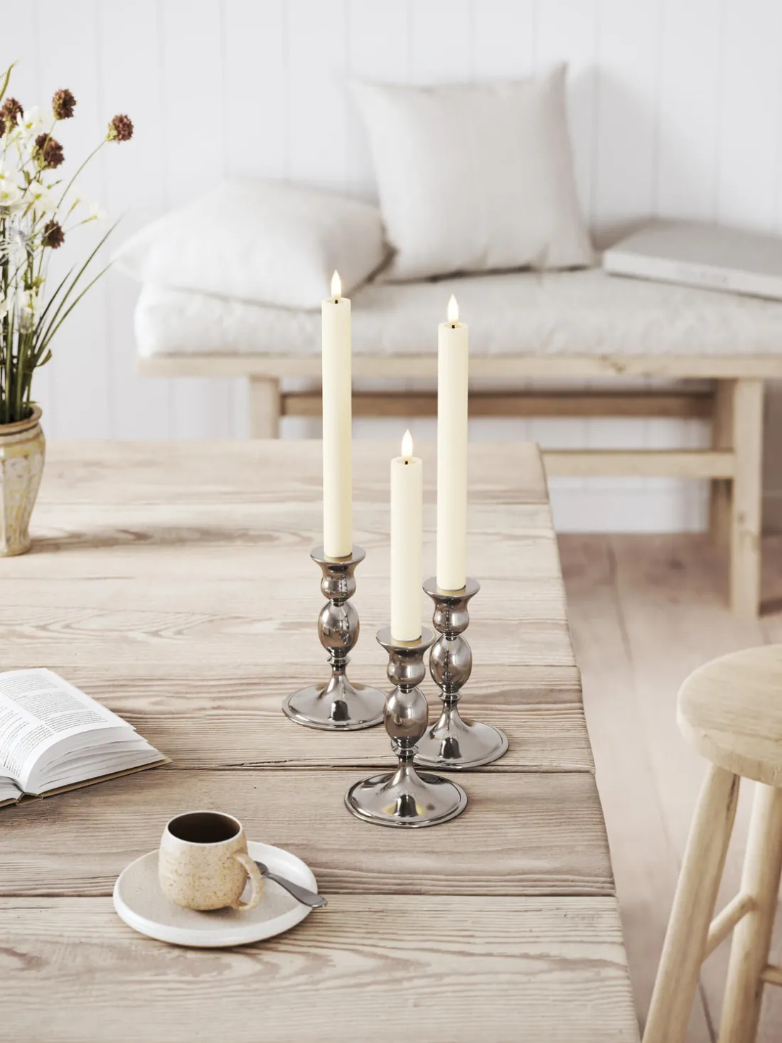 Velas cónicas LED artesanales Real Flame, 15 cm, 2 uds.