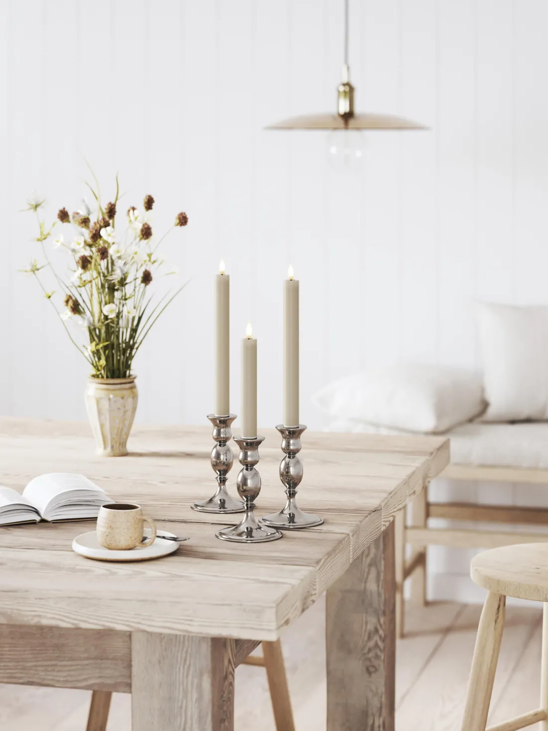 Velas cónicas LED artesanales Real Flame, 24 cm, 2 uds.