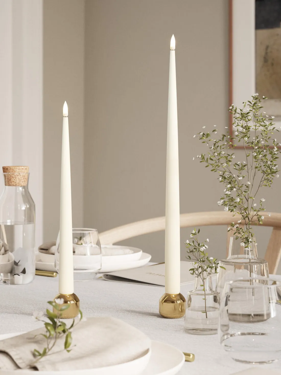 Velas cónicas LED artesanales Real Flame, 28 cm, 2 uds.