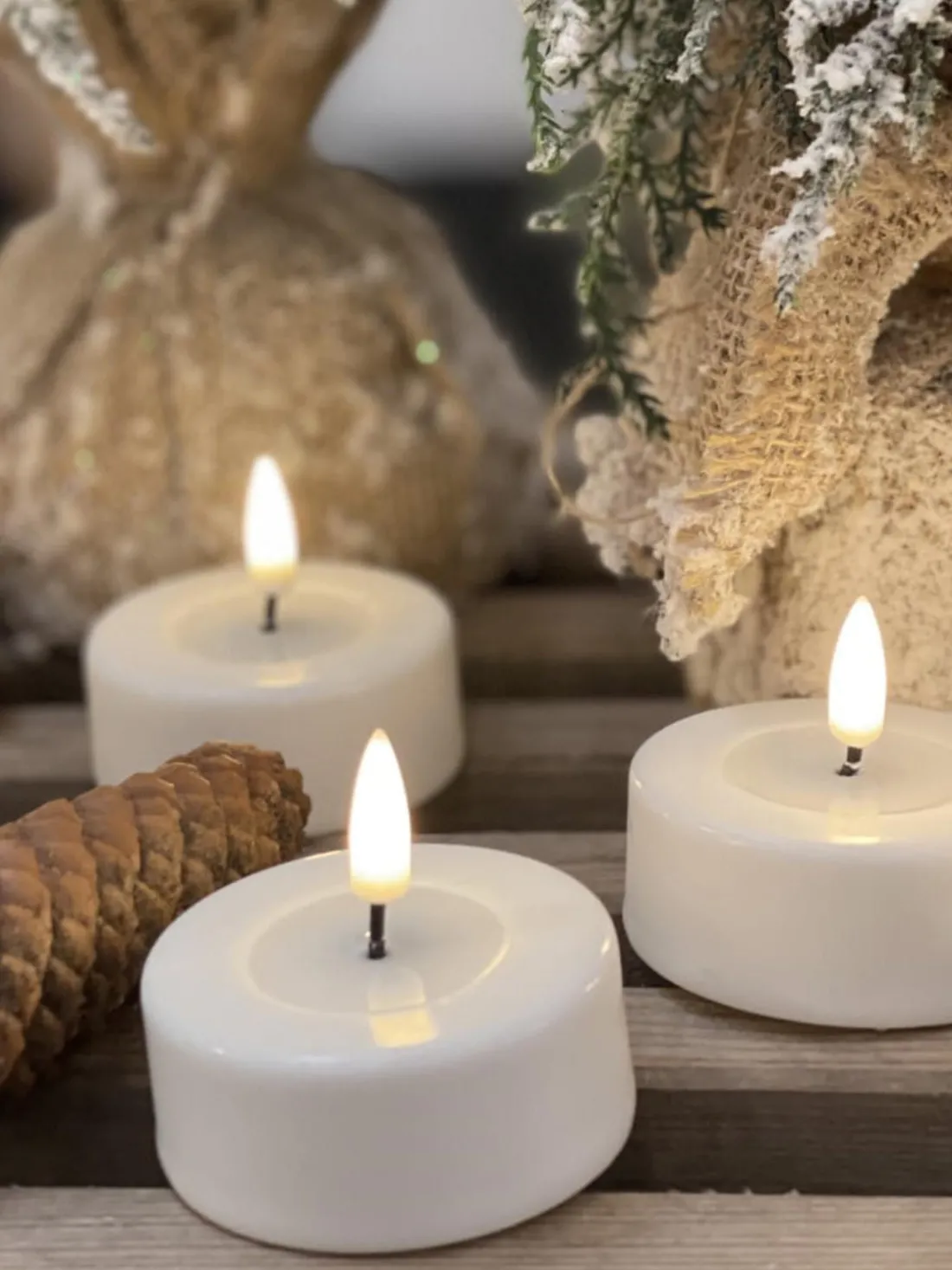 Velas de té LED artesanales Real Flame, 4 uds.