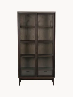 Vitrina de madera de roble con puertas correderas Hazelton