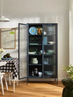 Vitrina de metal con cristal acanalado The Collector