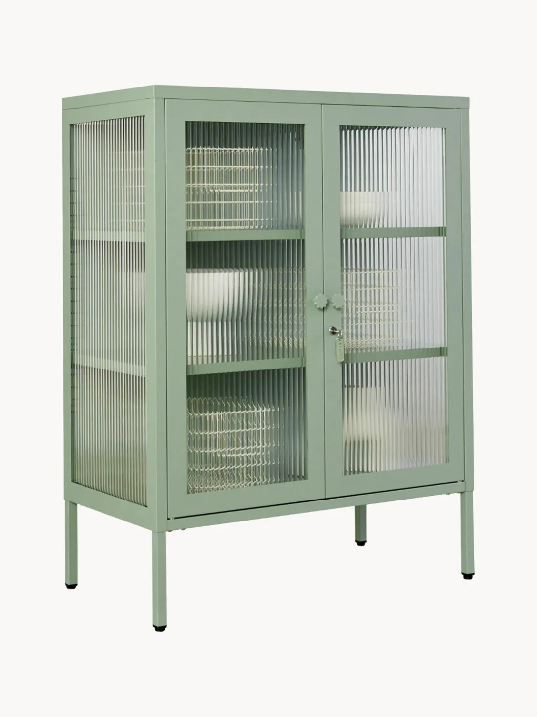 Vitrina de metal con cristal acanalado The Mixer