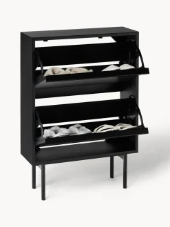 Zapatero de madera con compartimentos plegables Elona