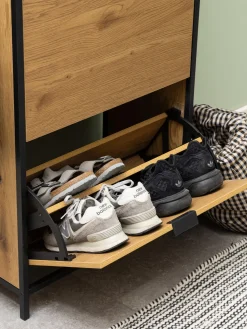 Zapatero de madera con compartimentos plegables Seaford