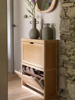 Zapatero de pared de madera de bambú Kedar